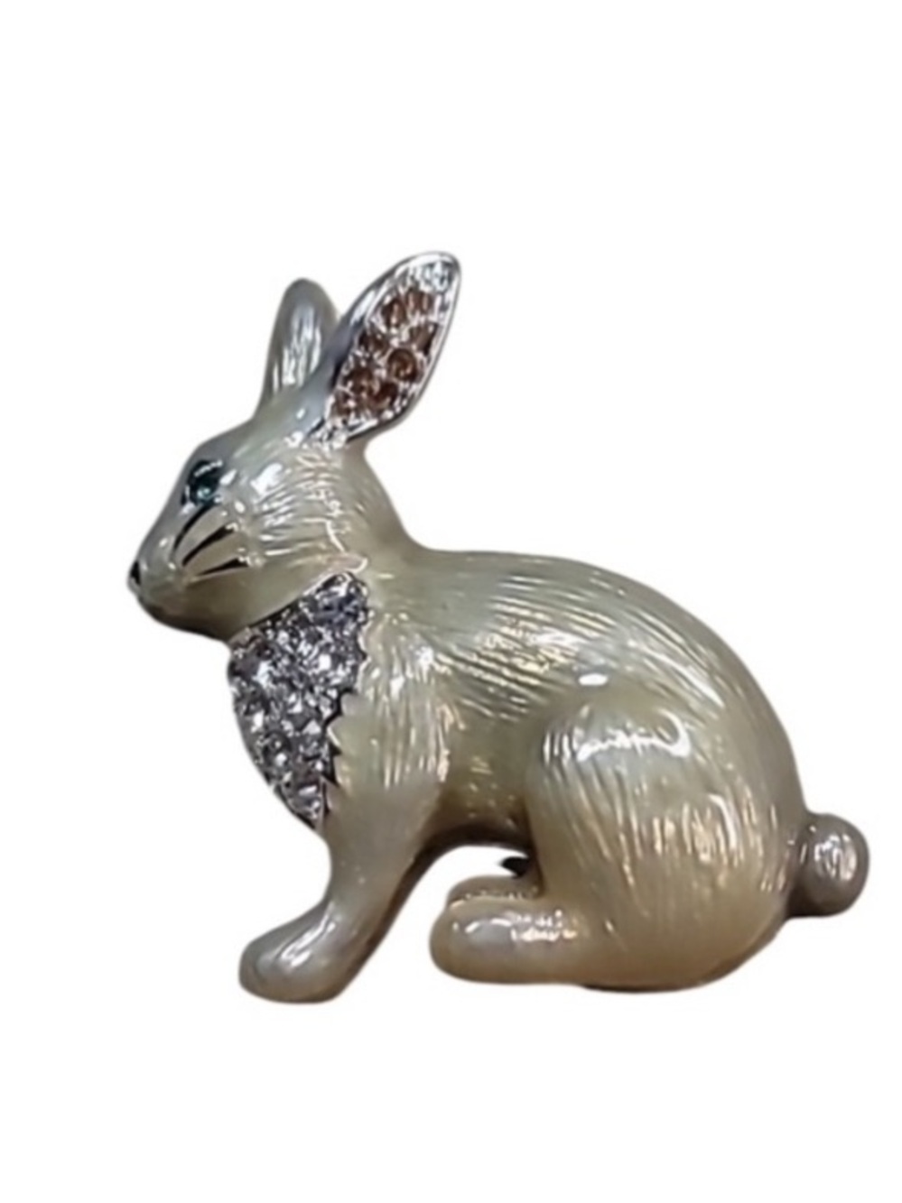 Napier Brooch Gold Enamel Silver Tone Spring Easter Bunny Year of the Rabbit